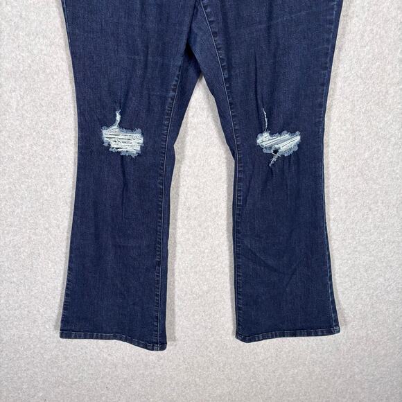 A Beautiful Soul Jeans 14‎ Flare Bell Bottom Knee Holes Stretch Boho Western 70s - Picture 3 of 10